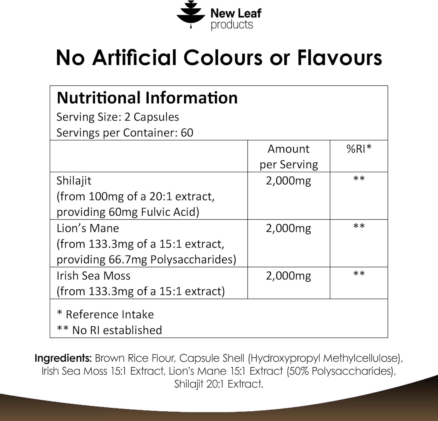 Shilajit Seamoss and Lions Mane Capsules 6000mg - High Strength Complex - 60% Fulvic Acid Shilajit, Irish Sea Moss, Lions Mane 100% Fruiting Body - Vegan, UK Made 120 Capsules
