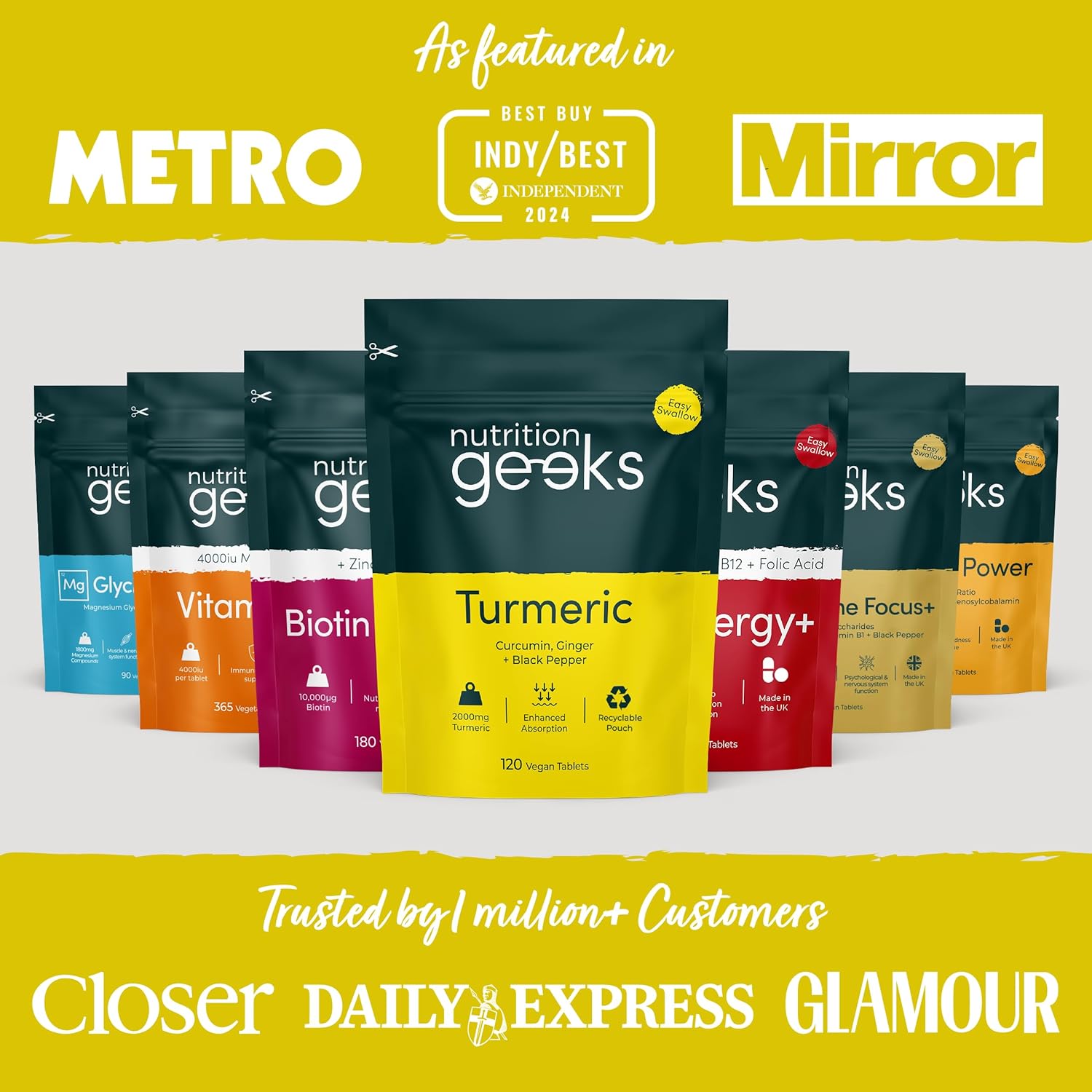 Turmeric Tablets 2000mg with Black Pepper & Ginger - 120 High Strength Curcumin Supplements - Easy Swallow Tablets (Not Turmeric Capsules or Powder) - Vegan - UK Made (Packaging Design May Vary)